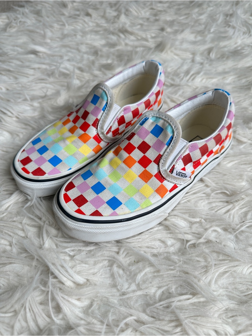 Vans Kids' Multicolor Checkerboard Classic Slip-On Shoes size 1